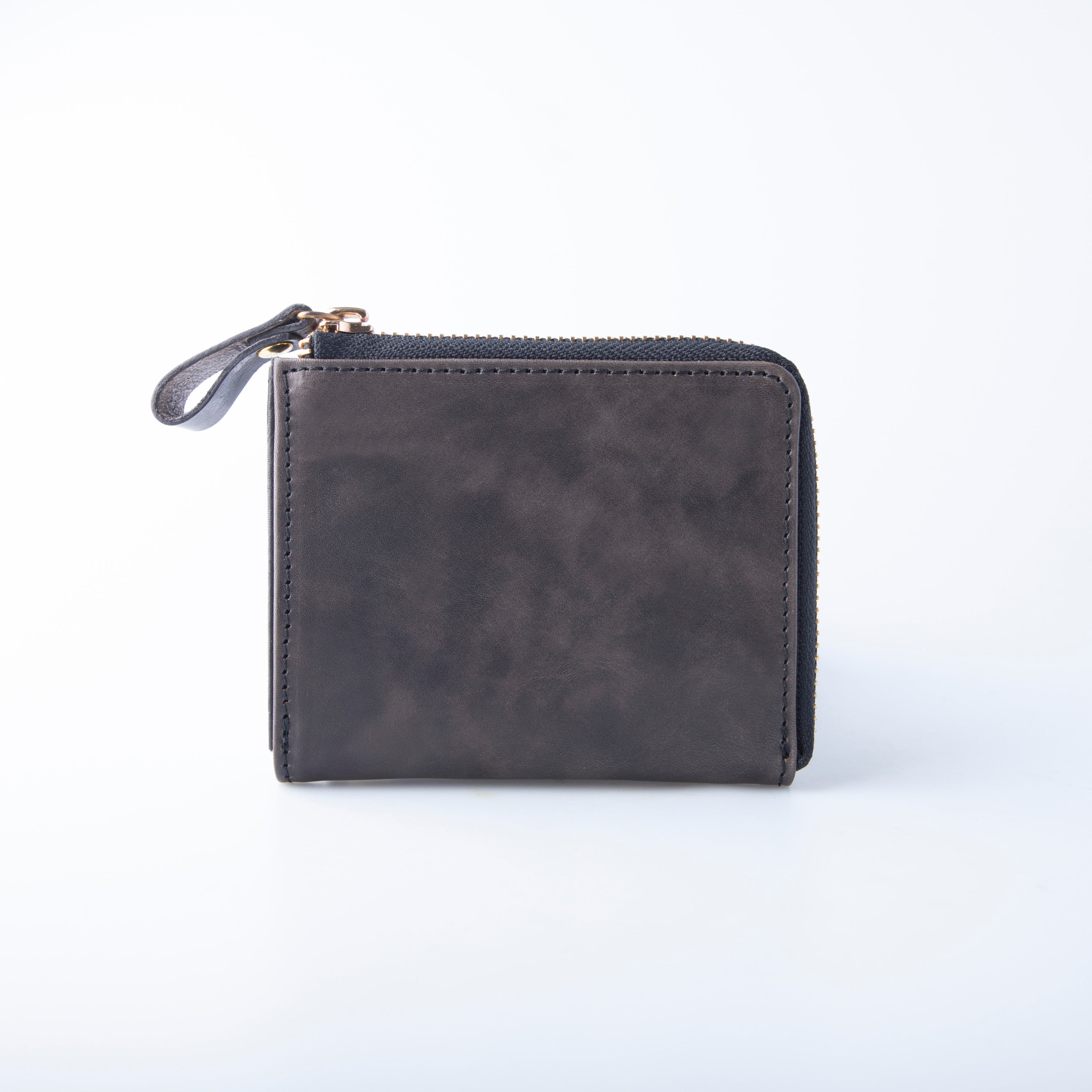 二つ折り財布 キップレザー L字ファスナー JAPAN FACTORY