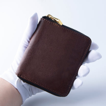 二つ折り財布 ラウンドファスナー 栃木レザー MANO